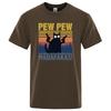 Pew Pew Madafakas Tshirt Men Short Sleeve Novelty Funny Cat T Shirt Vintage Summer Tops Shirts Tee T-Shirt Crew Neck Streetwear