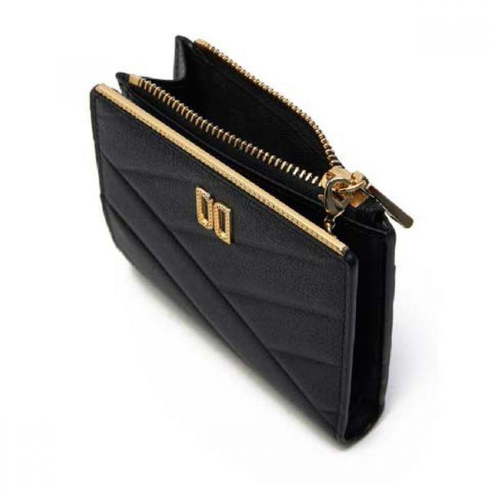 Daks Black Leather Dd Logo 2 Zip Wallet Dcwa2f417bk