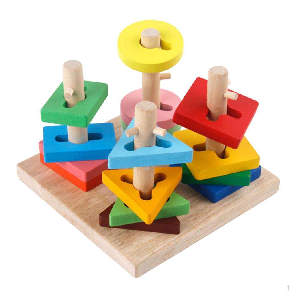 Montessori Wooden Sorter Stacking Toy Puzzles for Preschool Kids Girls