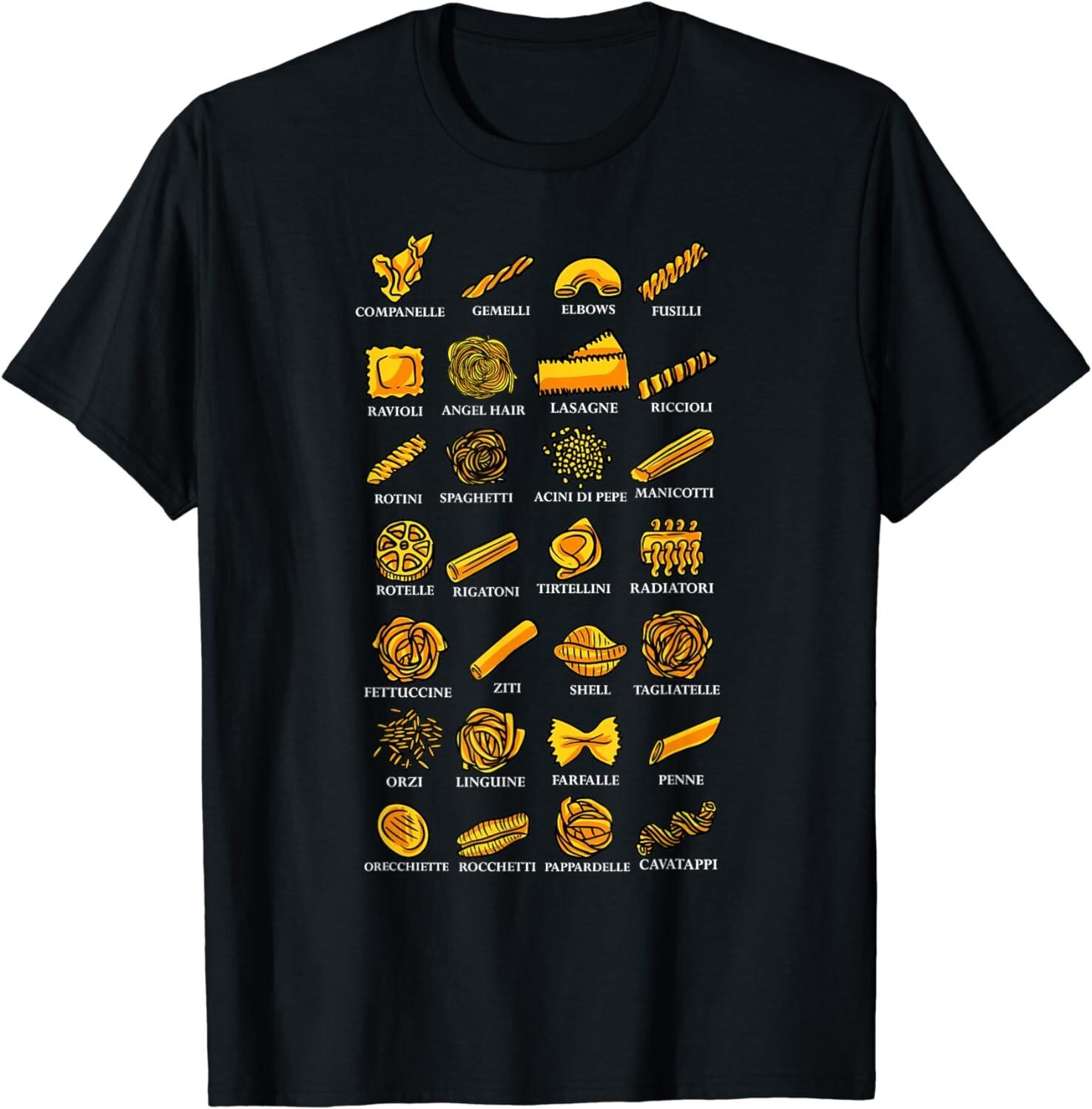 Gifts For Pasta Lovers - Assorted Types Of Pasta Gift Unisex T-Shirt Mens Womens Tees Top 3XL