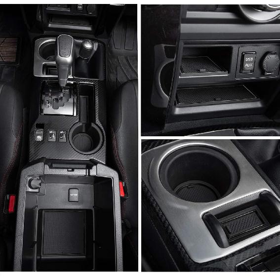 Premium Cup Holder, Console, And Door Pocket Erts Kit Compatible With Toyota 4Runner Accessories 2010-2024 (2 Row, Black Trim)-27PC Set