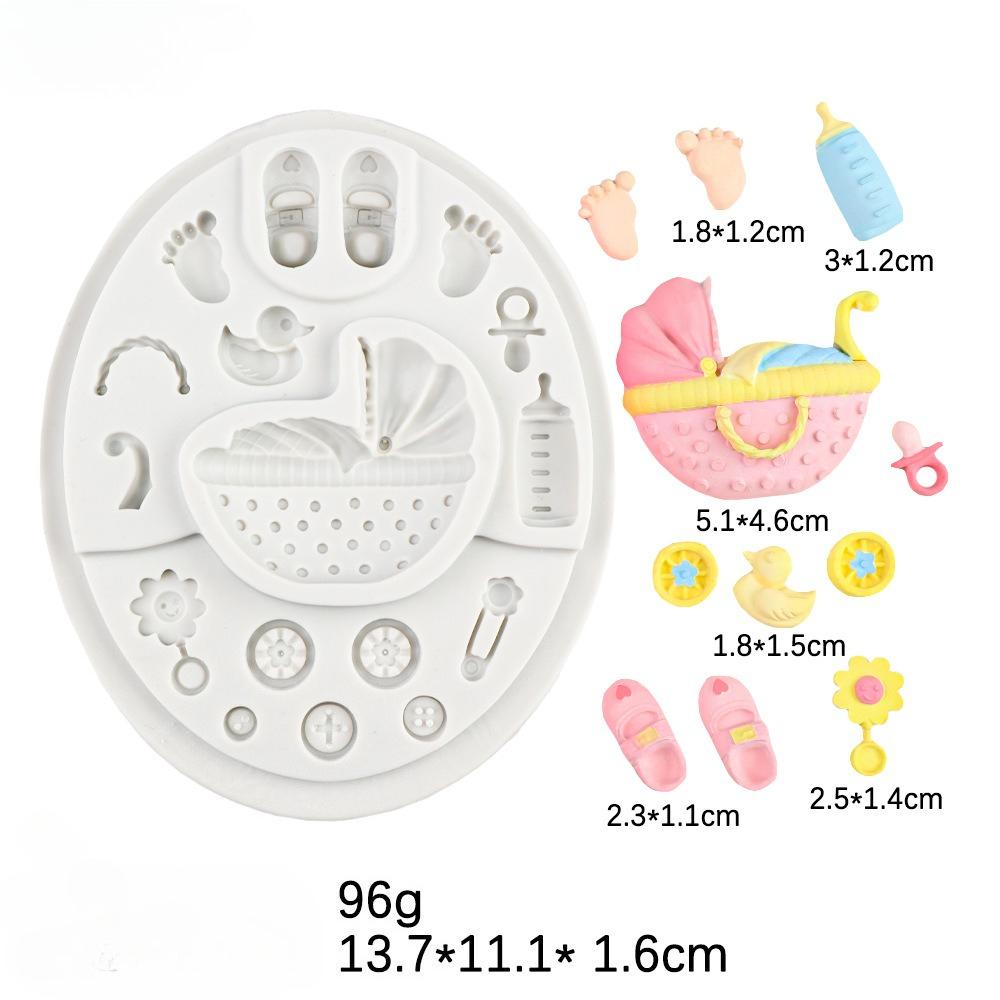3D Baby Shower Pram Design Silicone Mold Fondant Chocolate Mould DIY Clay Model Cake Decorating Tool Baking Accessories