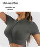 Ensemble de Sport pour Femme : Haut à Col Montant Manches Courtes Fermeture Éclair et Short Ribbed Taille Haute Contrôle du Ventre Lifting des Fesses