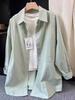 Plus Size Casual Long-Sleeve Plain Shirt for Spring and Autumn