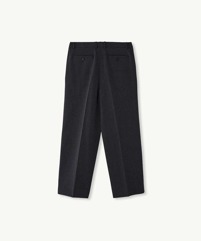 STCO Solid One-Pleat Setup Pants Charcoal Grey (Real Wide Fit)_Sepvz78Wsc
