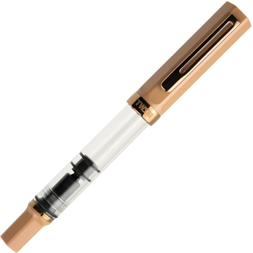 TWSBI Eco Cafe Rose Gold GT Fountain Pen, 18K Gold, Ink-Injected, Bold Nib, TW020019