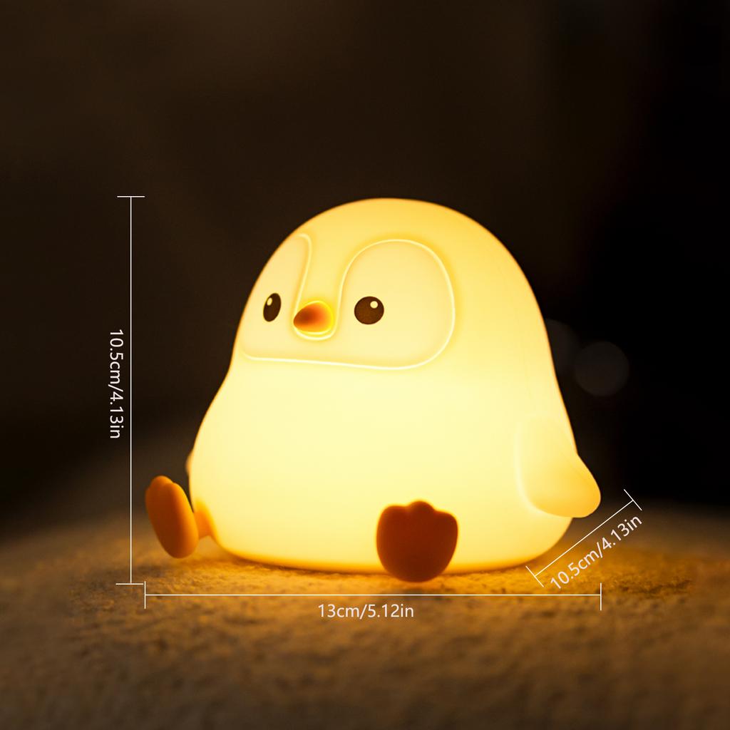 Cute PenguinBaby Night Light Kids Bedroom Rechargeable Animal Silicone Nursery Night Lamp Touch Control Nightlight for Baby Gift