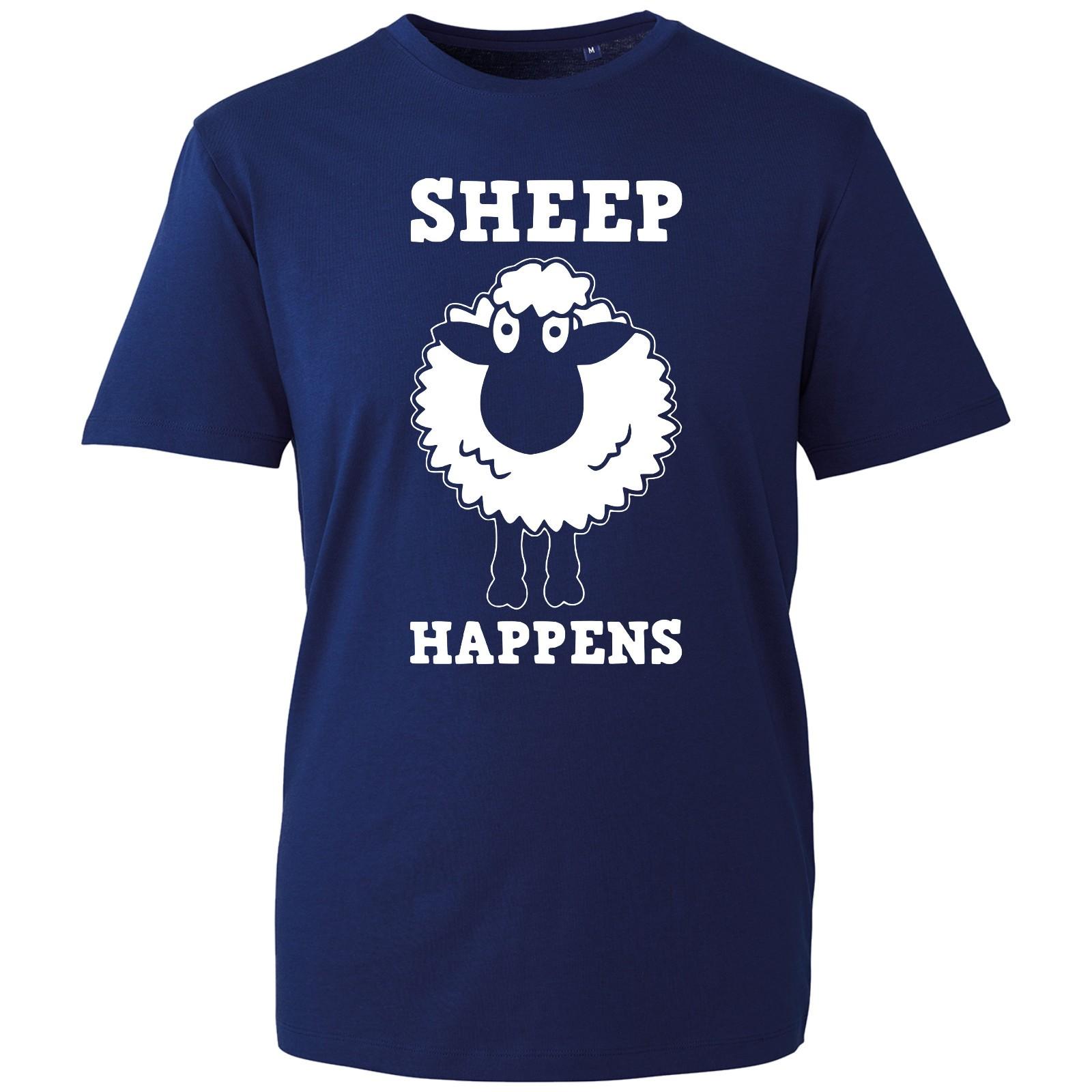 Sheep Happens T-shirt Cattle Farmers Rude Funny Meme Printed Top Unisex Gift Tee S