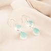 Aqua Chalcedony Gemstone 925 Sterling Silver Handmade Women Dangle Earring 1.8" EE-142-17