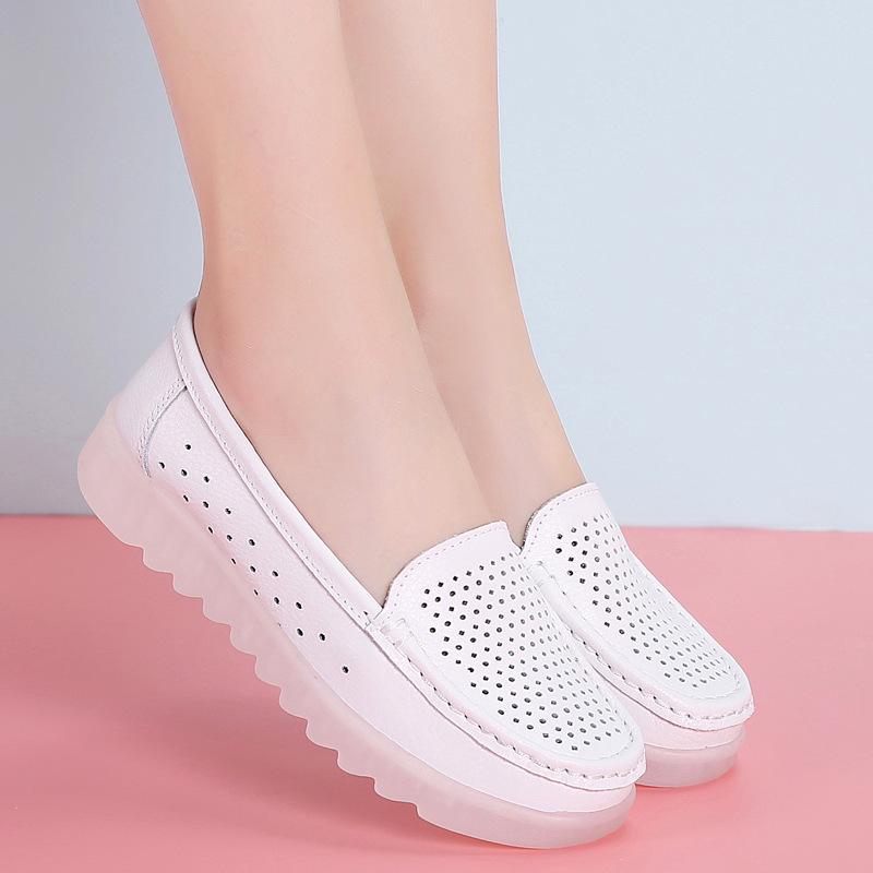 Women Summer Breathable Fitness Sneakers Women Soft Soled Casual Mom Shoes Work Nurse Shoes Flat Soled Bean Shoes for Women