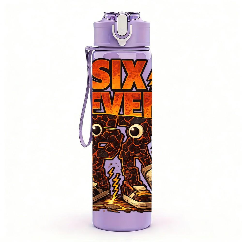 1PC Six Seven Cowboy Skull Print 750ml Color Plastic Sports Water Bottle Leakproof Flip Straw Lid Suitable for Sports Office Home Use