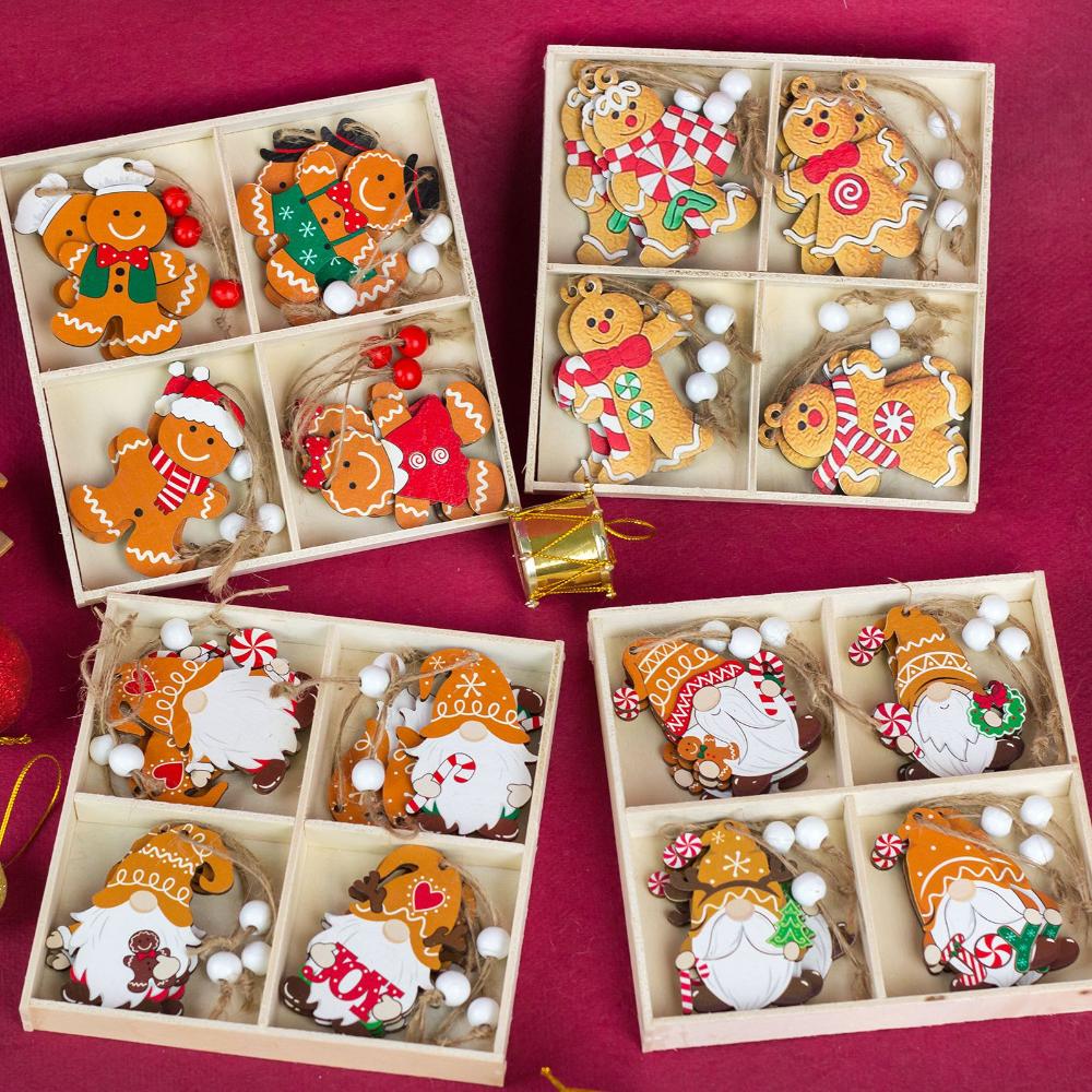 Christmas Tree Hanging Decor Rustic Gingerbread Man Ornament Santa Claus Decoration Premium Wooden Christmas Ornament For Window