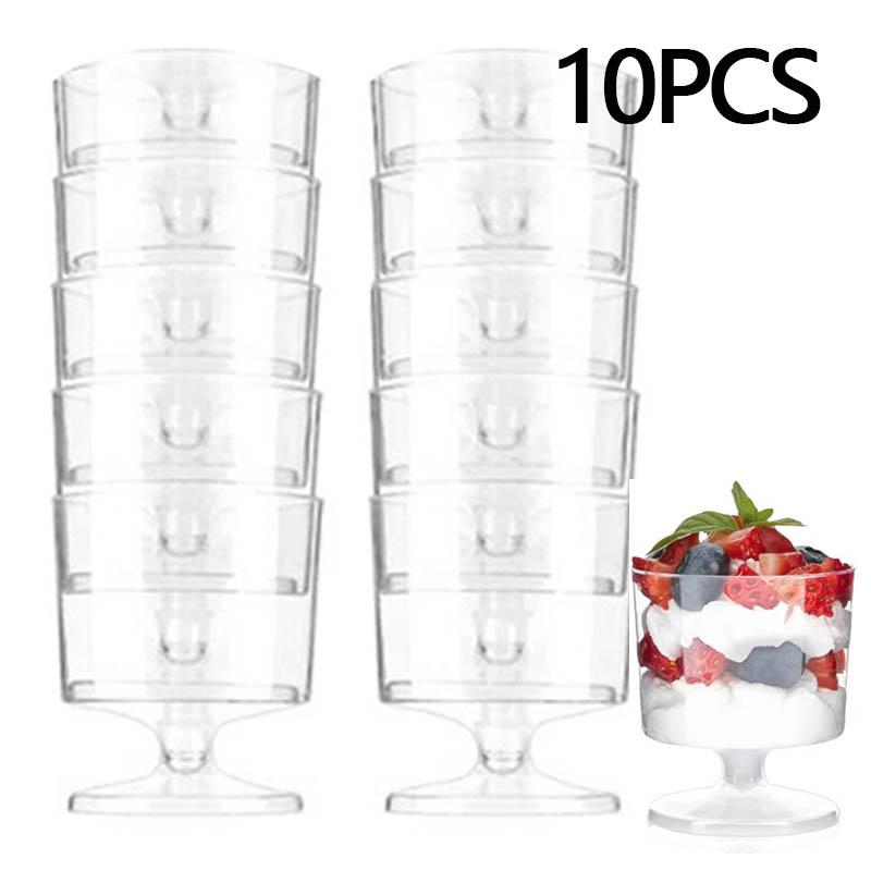 

10/20 шт. Одноразовые десертные стаканчики Пластиковые десертные стаканчики с ложками Мусс Мороженое Закуски Пудинг Праздничные принадлежности