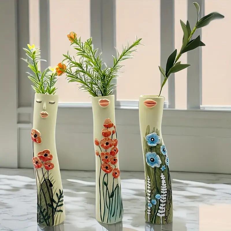 Handcrafted Resin Face Vase Decorative Sculpture Home Garden Outdoor Tabletop Art Gift