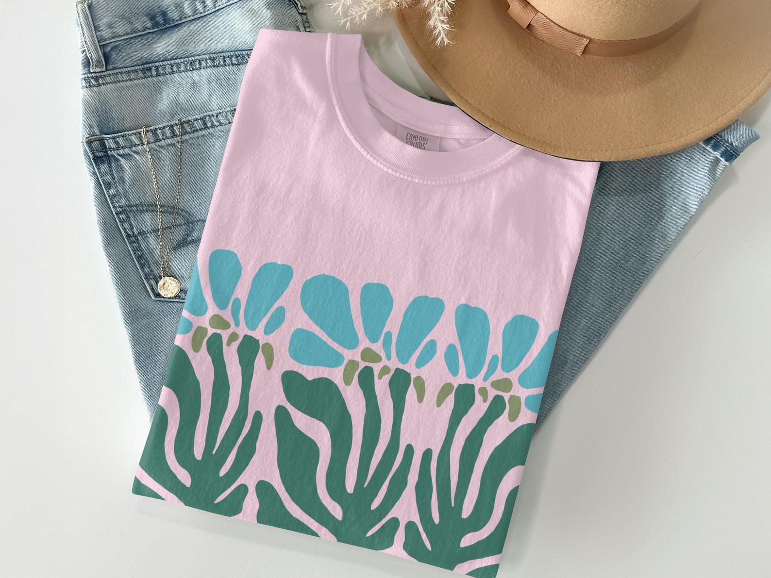 Abstract Floral T-Shirt | Matisse Style Cut Out Flower Tee | Boho Botanical Art 2XL