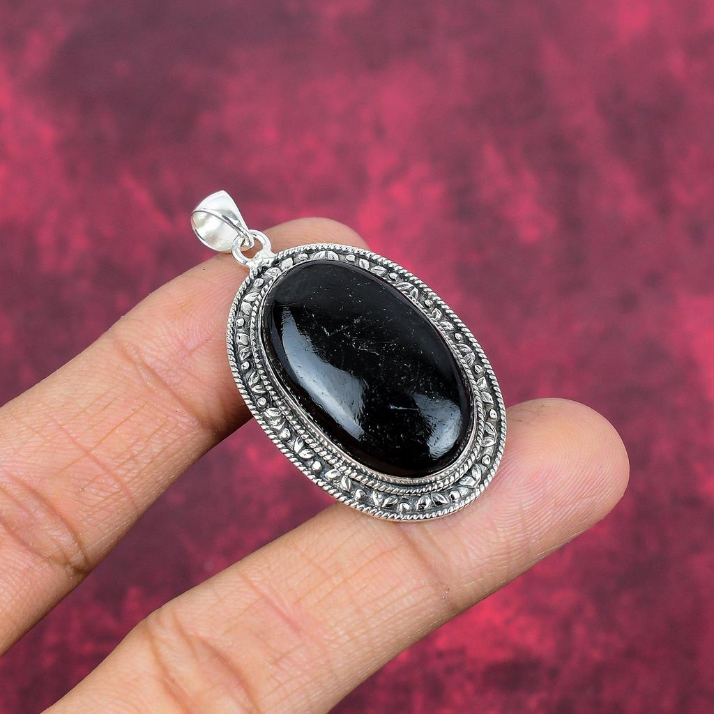 Black Tourmaline Pendant Gemstone Jewelry, 925 Solid Sterling Silver Pendant, Handmade Amazing Pendant Jewelry