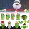 Grinch Half Face Mask With Green Hair And Whimsical Design For Christmas Celebrations