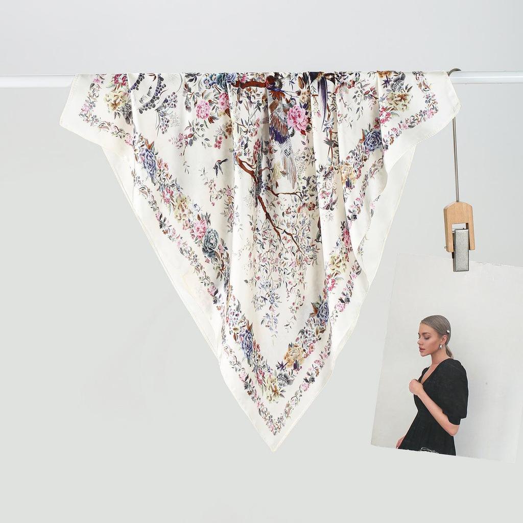 Pastoral Style Silk-Like Square Scarf 70CM: Versatile Korean Neckerchief Shawl