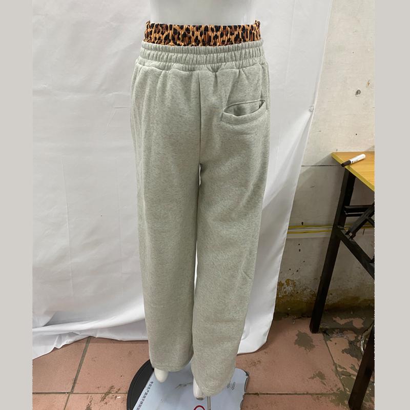 Pantaloni casual street Y2K europei e americani con fodera e ricamo di lettere con stampa leopardata