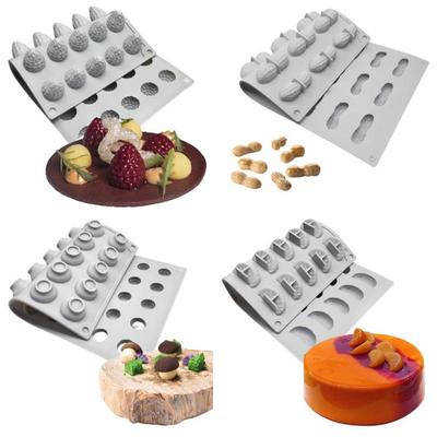 Silikon-Backformen für kreative chinesische Gerichte - Enthält Designs für Erdnuss, Pilz, Himbeere und Orangenfilet für die Molekularküche.