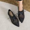 Pointed-toe Mesh Lace-up Flats Flat Women's Shoes Polka Dot Breathable Sandals Large Sizes 35-43