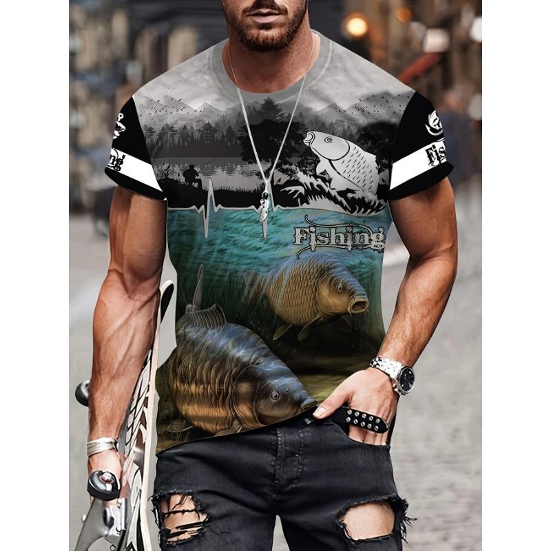 

Fashion 3D Carp Fishing Men T-Shirt Fashion O-Neck Short-Sleeve Oversized 5XL