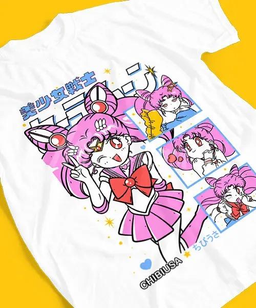 Springsummer Sailor Moon Cotton Unisexs Tshirts for Women Version Adult Soft Loose Short Sleeves Y2k Tee Tops Vintage Hippop