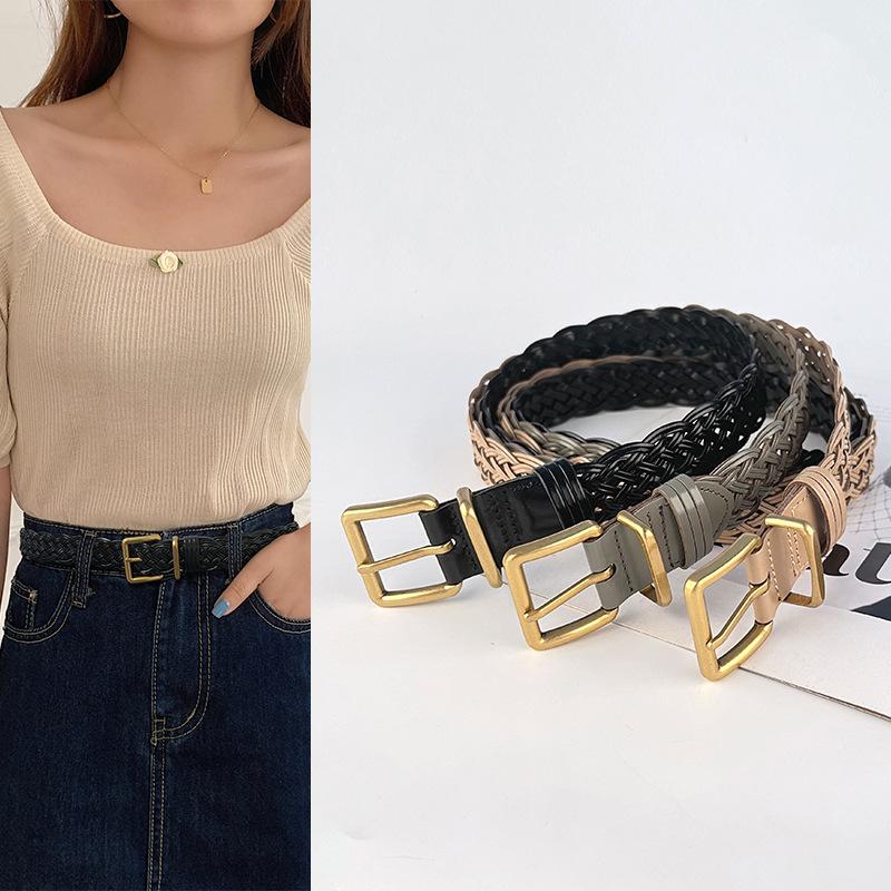 Punch-free Belt Hand-woven Retro Versatile Women's Belt with Casual Pants Jeans