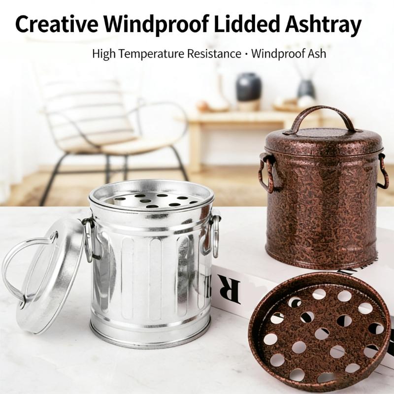 Windproof Vehicle Ashtray Portable Metal Bucket Style Stops Ashes Spread During Driving Simple Disassembly