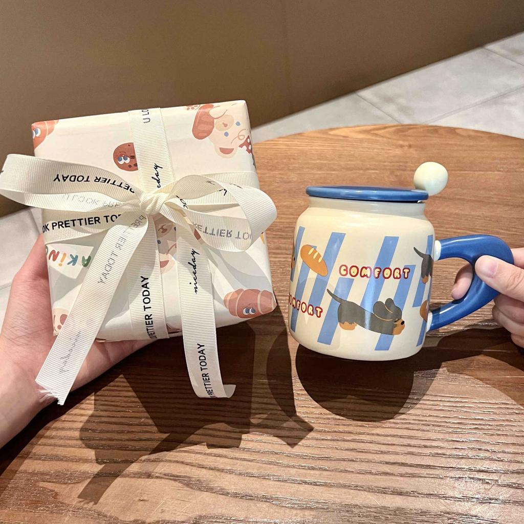 Milk Fufu Cute Sausage Puppy Mug Boy and Girl Couple Ceramic Drinking Cup Birthday Gift Souvenir
