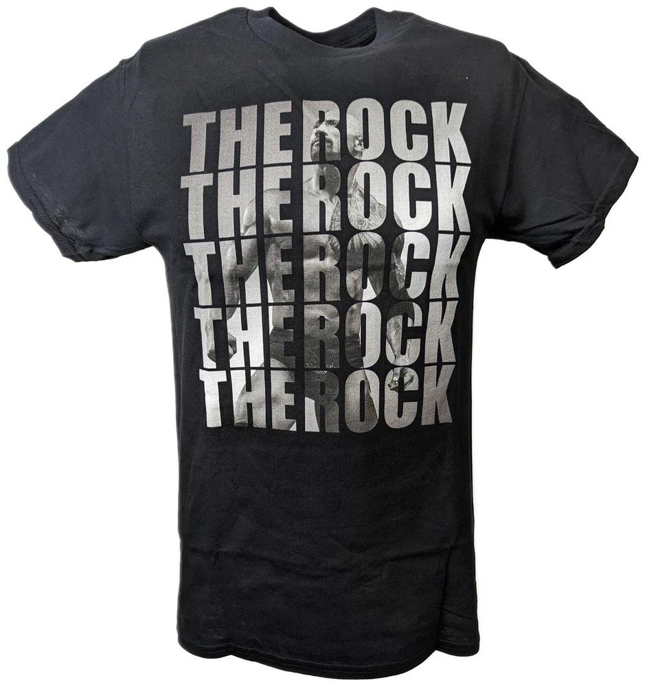 The Rock Repeat Unisexs Black Tshirt M