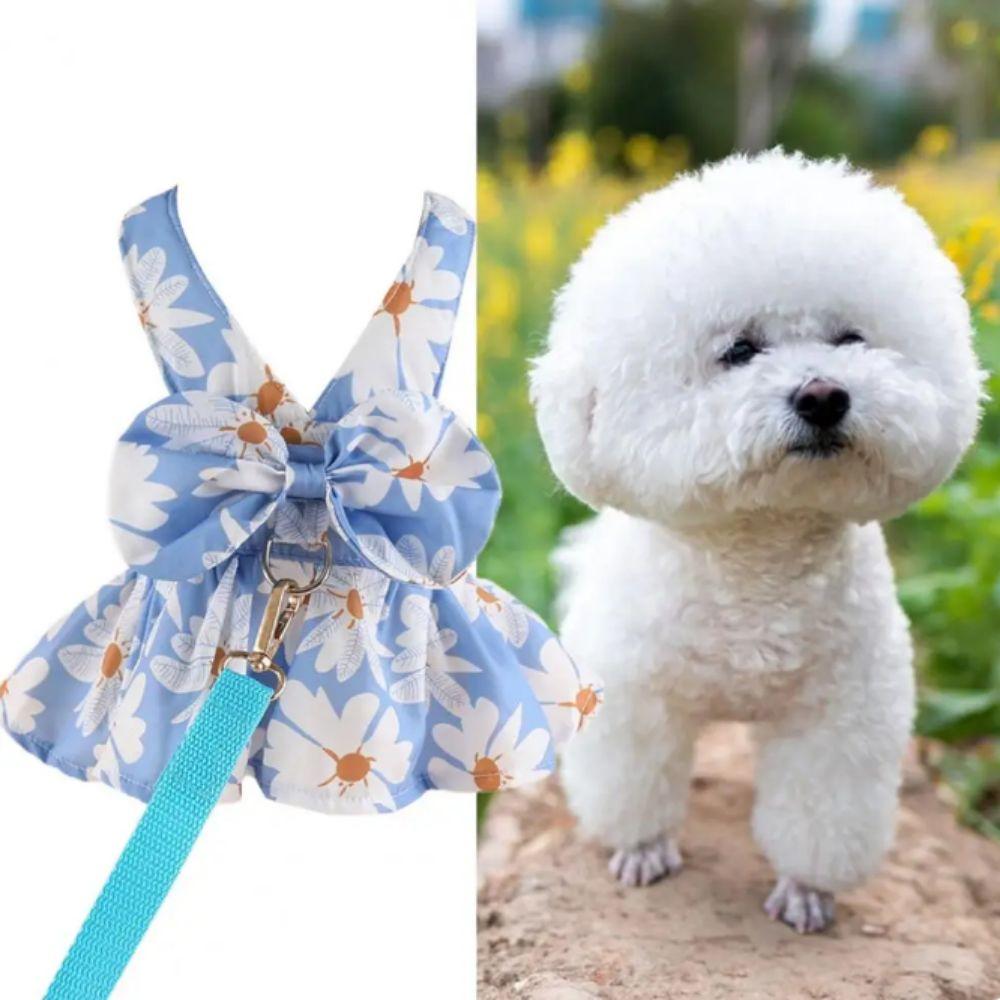 

Breathable Dog Bowknot Princess Dress Fruit Printing Dog Sleeveless Dress Thin Cat Skirt Party S красный