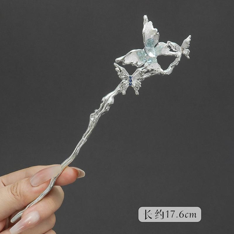 New Glitter Broken Crystal Hairpin For Women Neo-chinese Style Butterfly Peacock Feather Bowknot Hair Stick Girls Hair Accessory