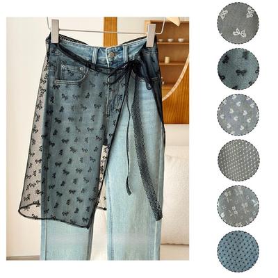 Jupe en gaze à couches de dentelle Jupe portefeuille à tablier streetwear Pantalon assorti à lacets Jupe portefeuille empilée Spicy Girl