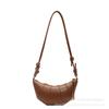 Single shoulder solid color niche design versatile horn messenger bag manufacturer casual texture commuter fashion dumpling bag