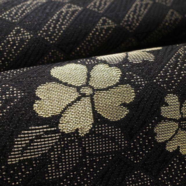 Used [New and Used Item] Great value!Fukuro Obi Saito Sansai Unused Pure Silk Nishijin Black Flower Gold Thread Semi-formal Casual High Quality Good