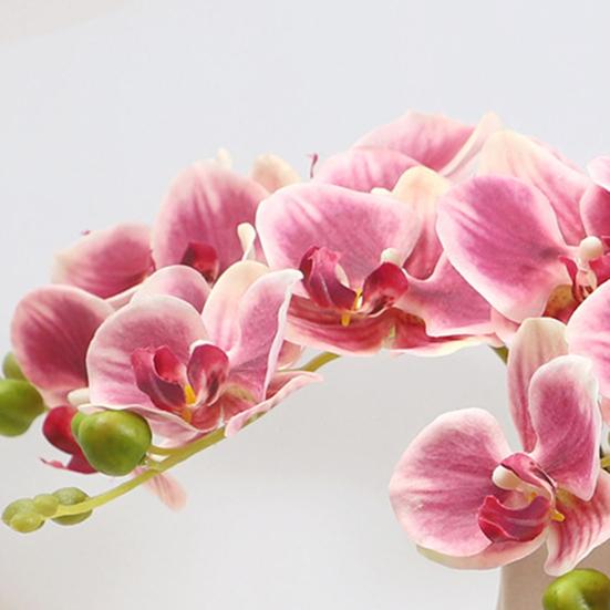 Flores de Orquídeas Artificiales Real Touch Flores Artificiales de Seda Falsa Flor Phalaenopsis Artificial con 5 Cabezas Florales para Decoración Interior del Hogar Mesa de Oficina