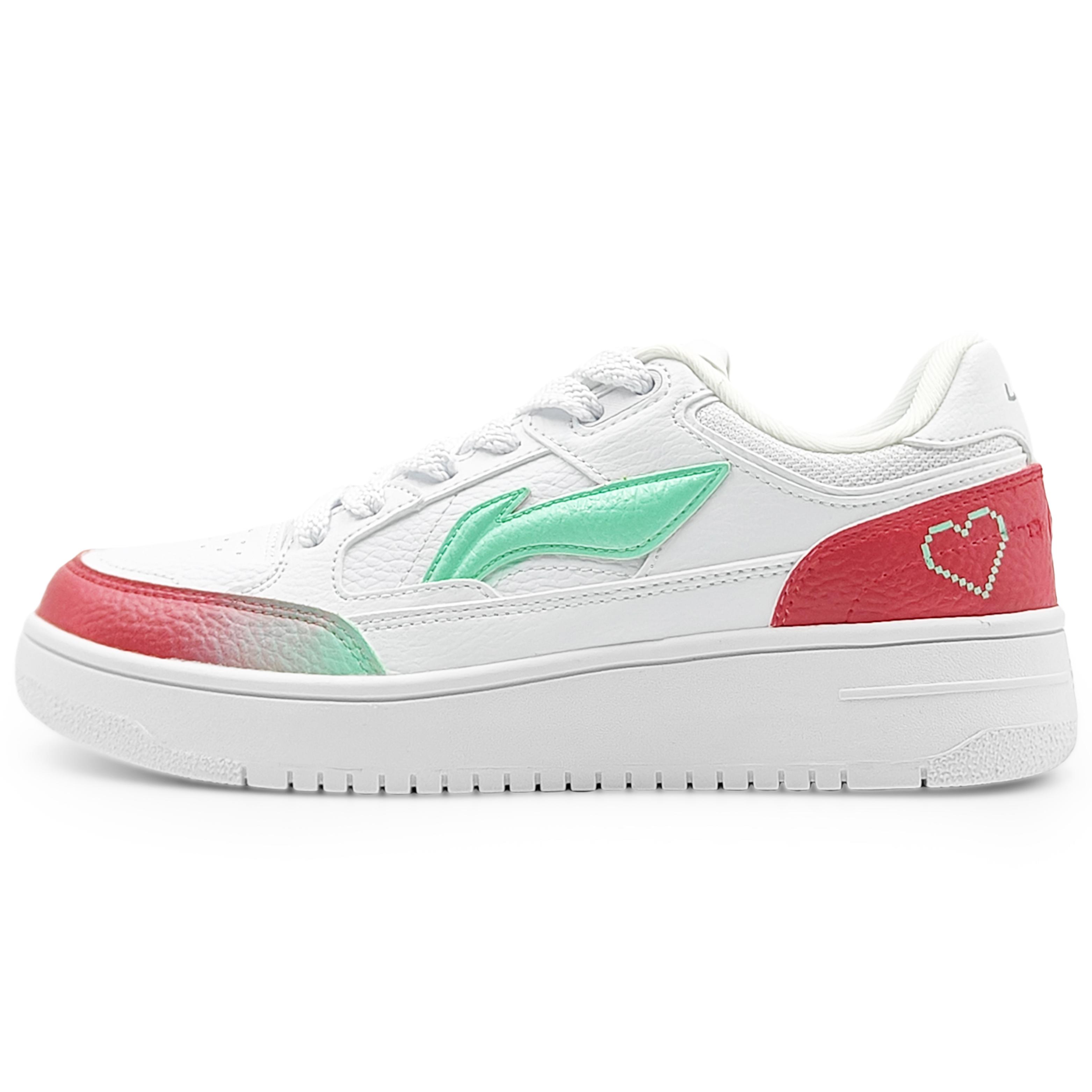 

Li Ning Tianji Slip Resistant, Abrasion Resistant, Height Increasing Low top Skateboard Shoes Women s White Red Green AGCU096-5(Team1284-) 35.5