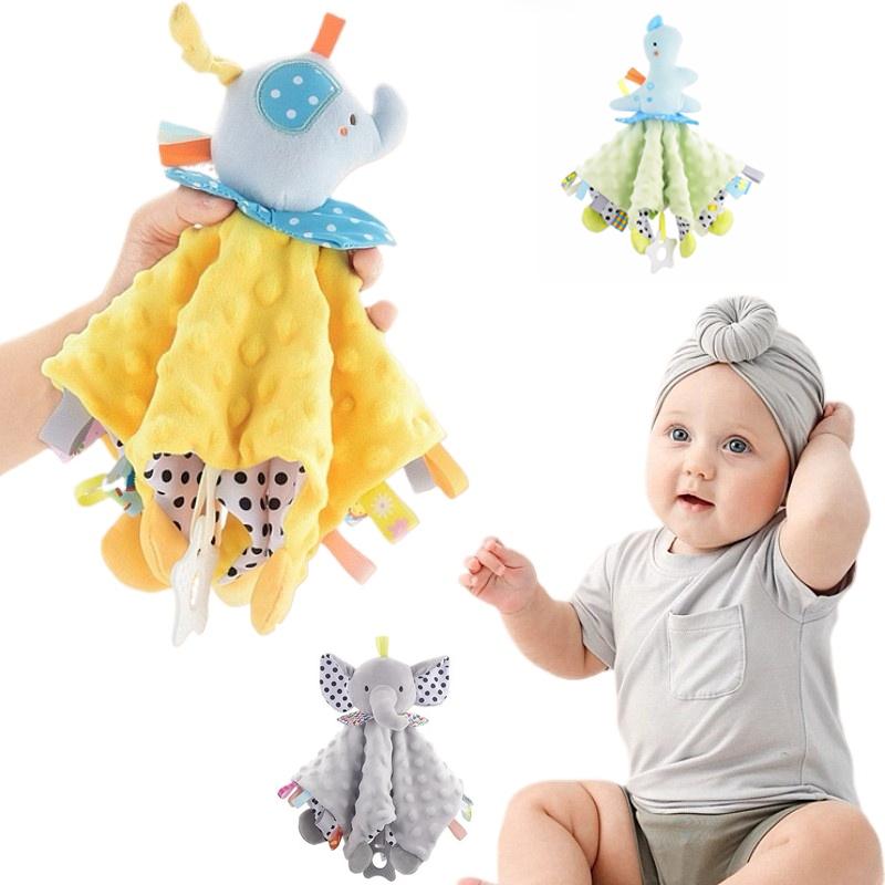 Copertina di Sicurezza Elefantino con Mordicchiatore in Silicone Piumone in Cotone Biologico Regali per Doccia del Neonato Asciugamano Lenitivo per Bambini