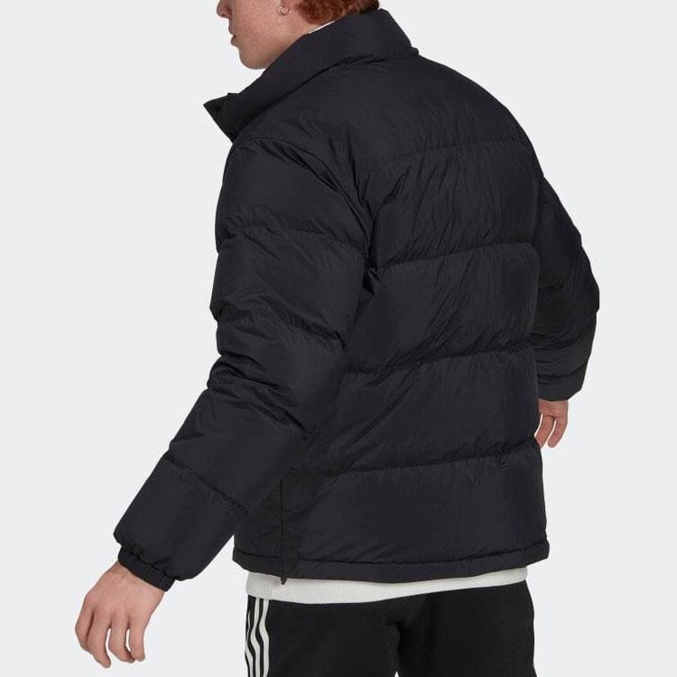Adidas Solid Color Logo Patch Single-Breasted Straight Down Jacket Men Outerwear Black HG2065
