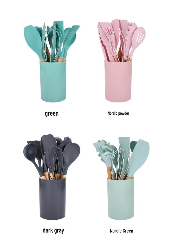 12-Piece Non-Stick Silicone Spatula and Ladle Set - Food-Grade Cookware