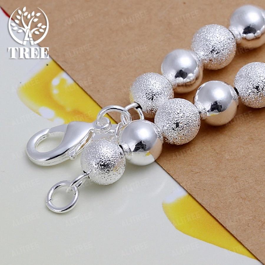 Fashion 8MM Chain 925 Sterling Silver Jewelry Charm Bead Bracelet Women Lady Wedding Party Free Shipping High Quality