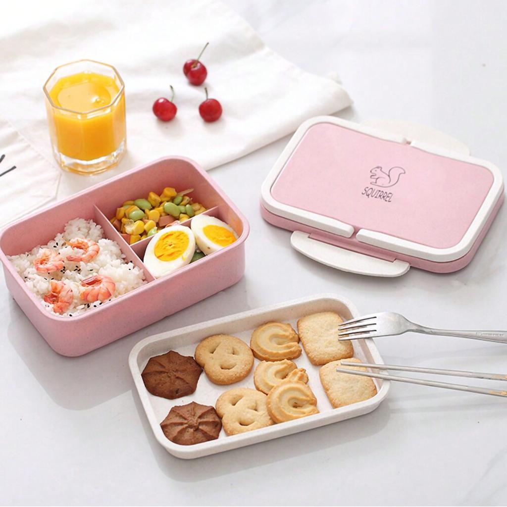 1pc-Microwave lunch box, wheat straw bento box, plastic food container, kitchen accessories