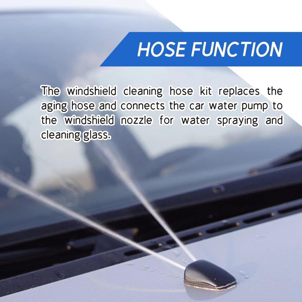 Windshield Washer Hose Kit,4 Liquid Hose with Rice Washer,Belt 12 Hose Connector,Suitable for most car windshield washer hoses