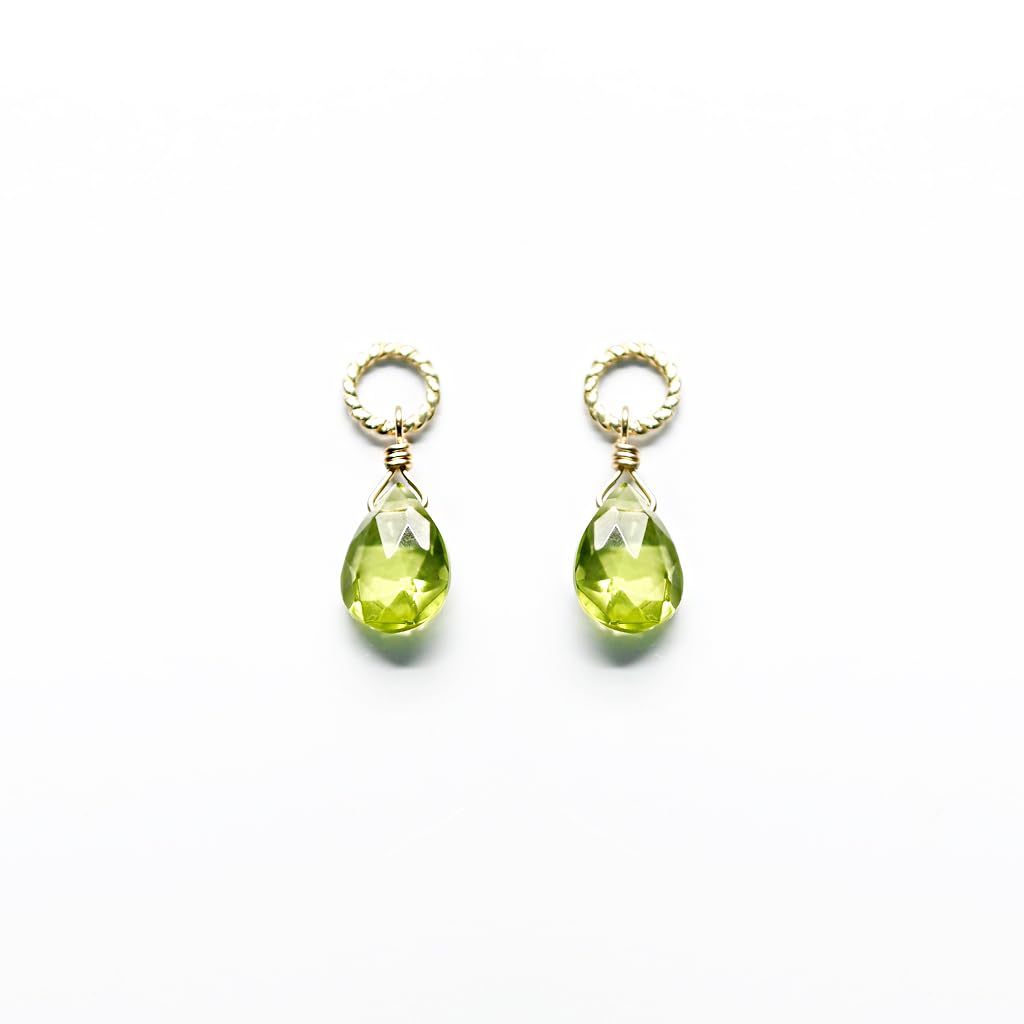 K10 Natural Stone Earring Pendant Changeable [SOI] Charm, Charm, Top, (Peridot)