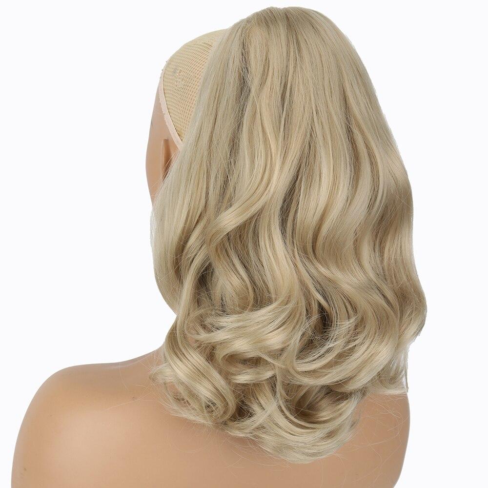 

XINRAN женские короткие натуральные волнистые хвостики из синтетического волокна черно-коричневые наращивание волос повседневная одежда косплей зажим в шиньон 16