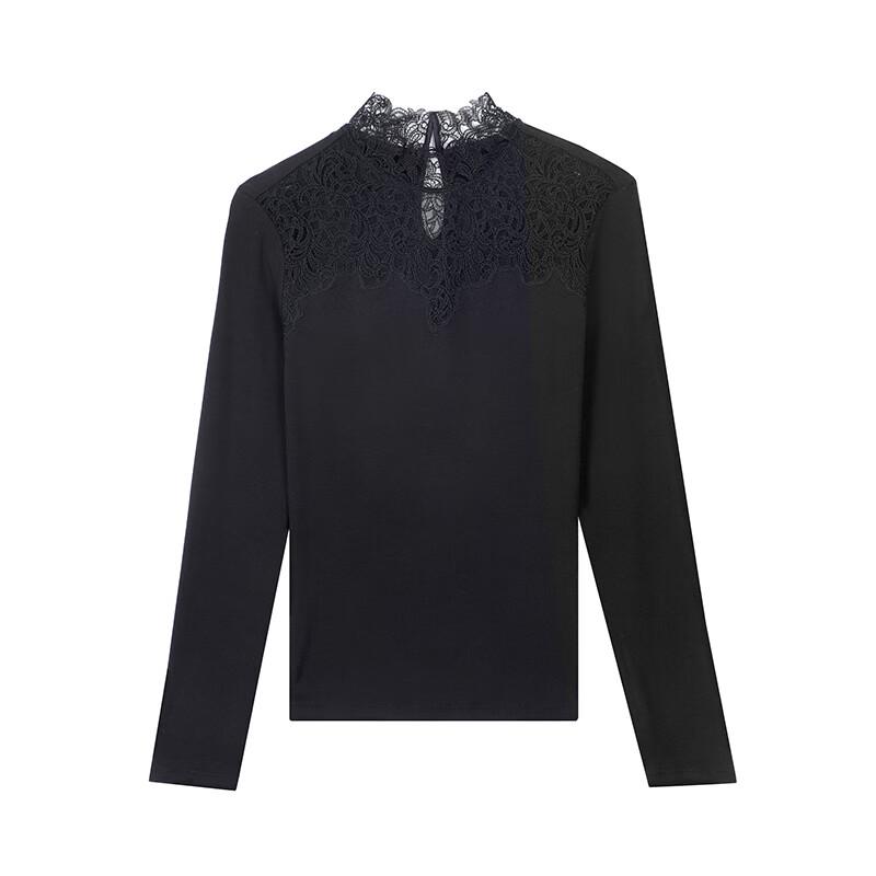 Anlifang Women's Semi-High Collar Lace Base Layer Top