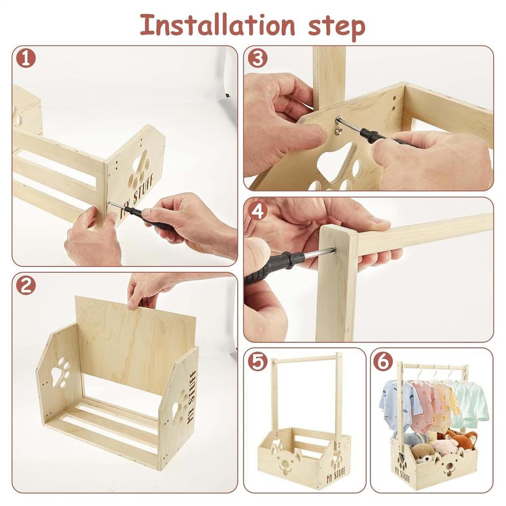 Wooden Storage Crate Baby Crate Closet for Shower Child Safety Bath Storage Supplies for Bedroom Nursery Home Rental Apartment