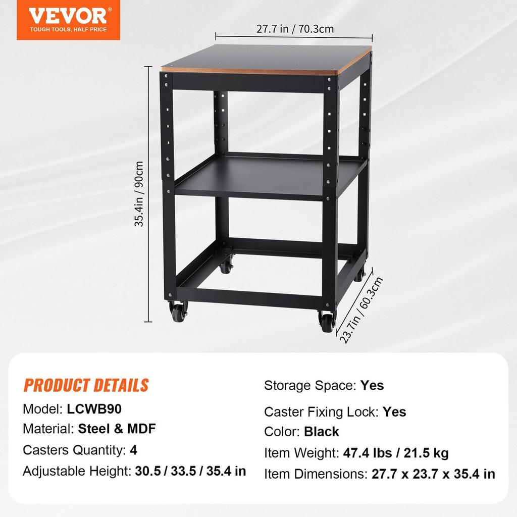 Planer Stand, 100 lbs/ 45 kg heavy loads, Three-Gear Height Adjustable thickness planer table,with 4 Stable Casters & Storage Space, for most planers,