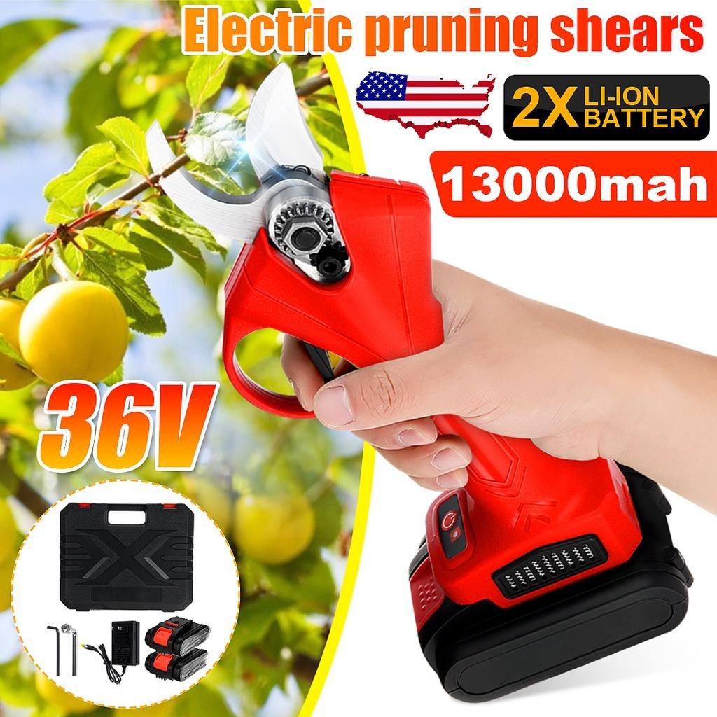 36V Rechargeable Pruner Trimmer with 2 Li-on Battery Garden Cordless Electric Pruning Shears Sharp- Blade Cutter